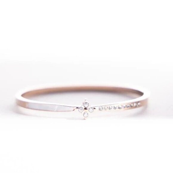 IRAMAT Crystal Accent Bangle Bracelet - Elegant Women's Jewelry in Gold & Silver - Picture 4 of 4